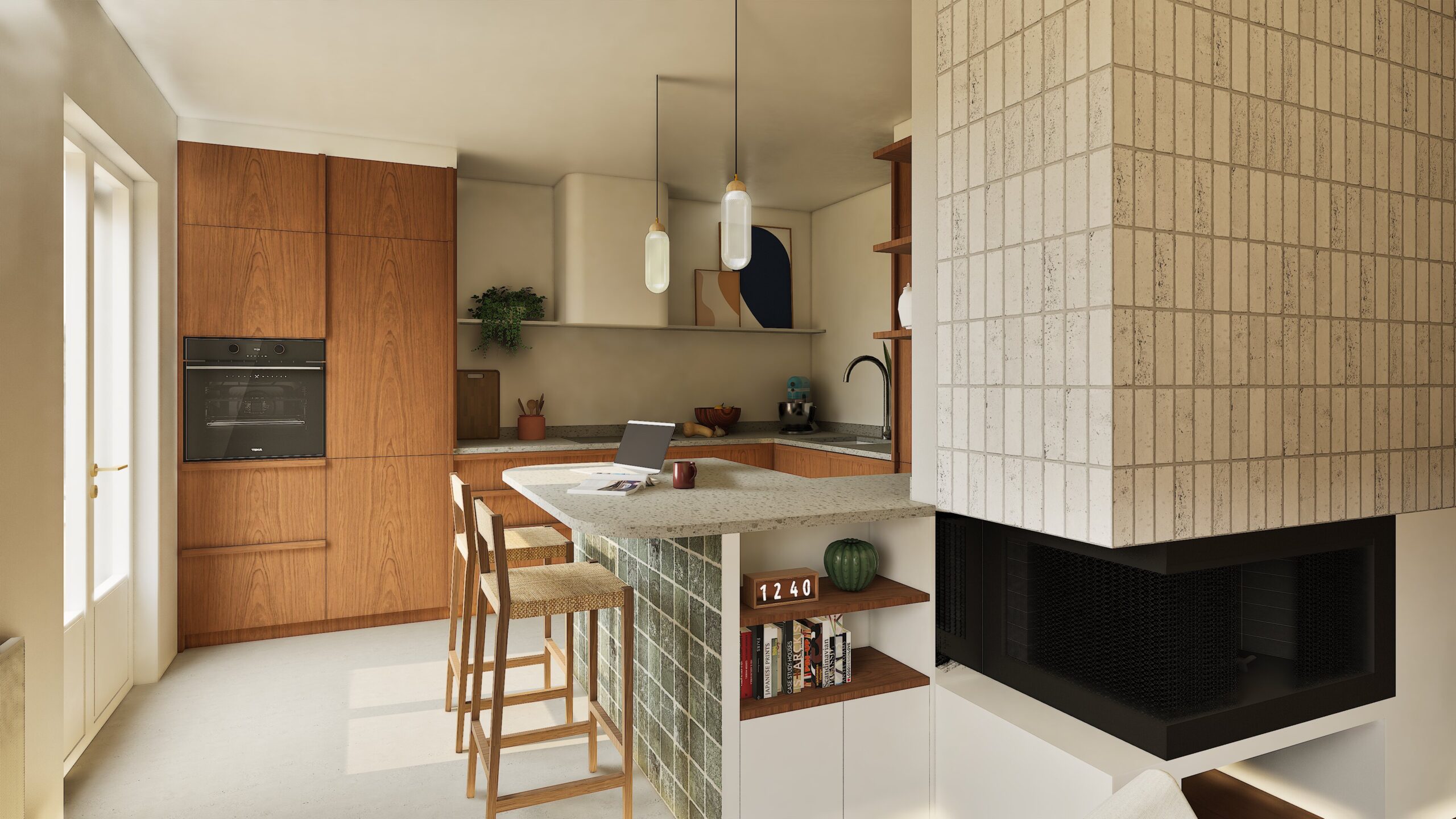 vue cuisine depuis le salon projet REVARD près d'aix les bains