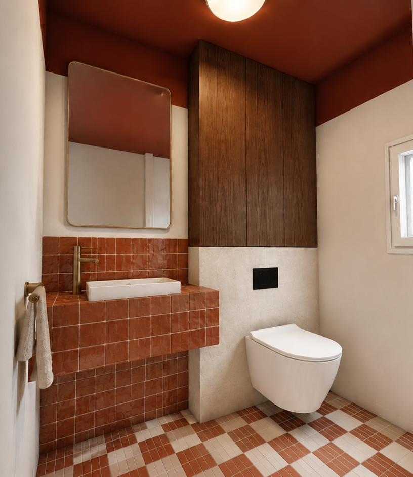 toilettes colorées terracotta bejmat et zellige